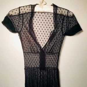 Lux Lace See Through Dress Black - Urban Outfitters